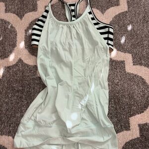 Lululemon Athletica Mint and Black Striped Tank Top